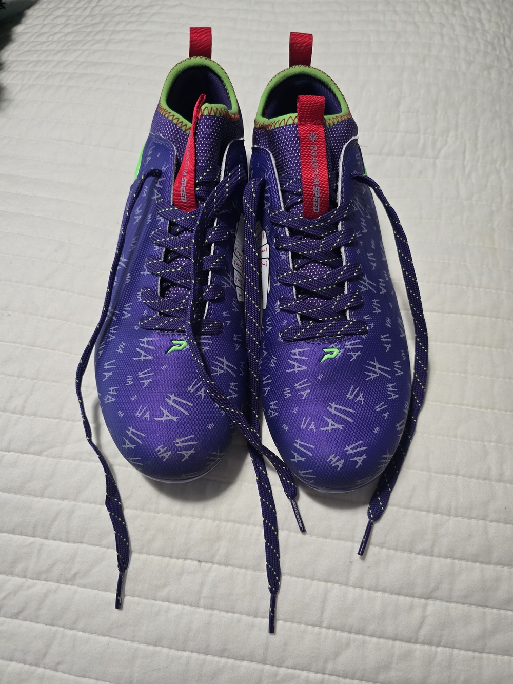 Nike Kids Purple Sneakers with Neon Green and Red Accents